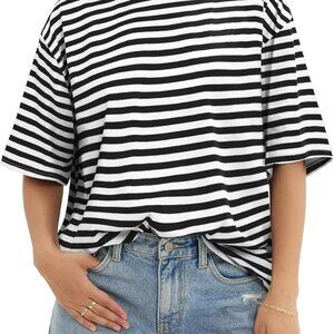 Womens Oversized T Shirts Loose Fit Crewneck Short Sleeve Tops Summer Casual Blo